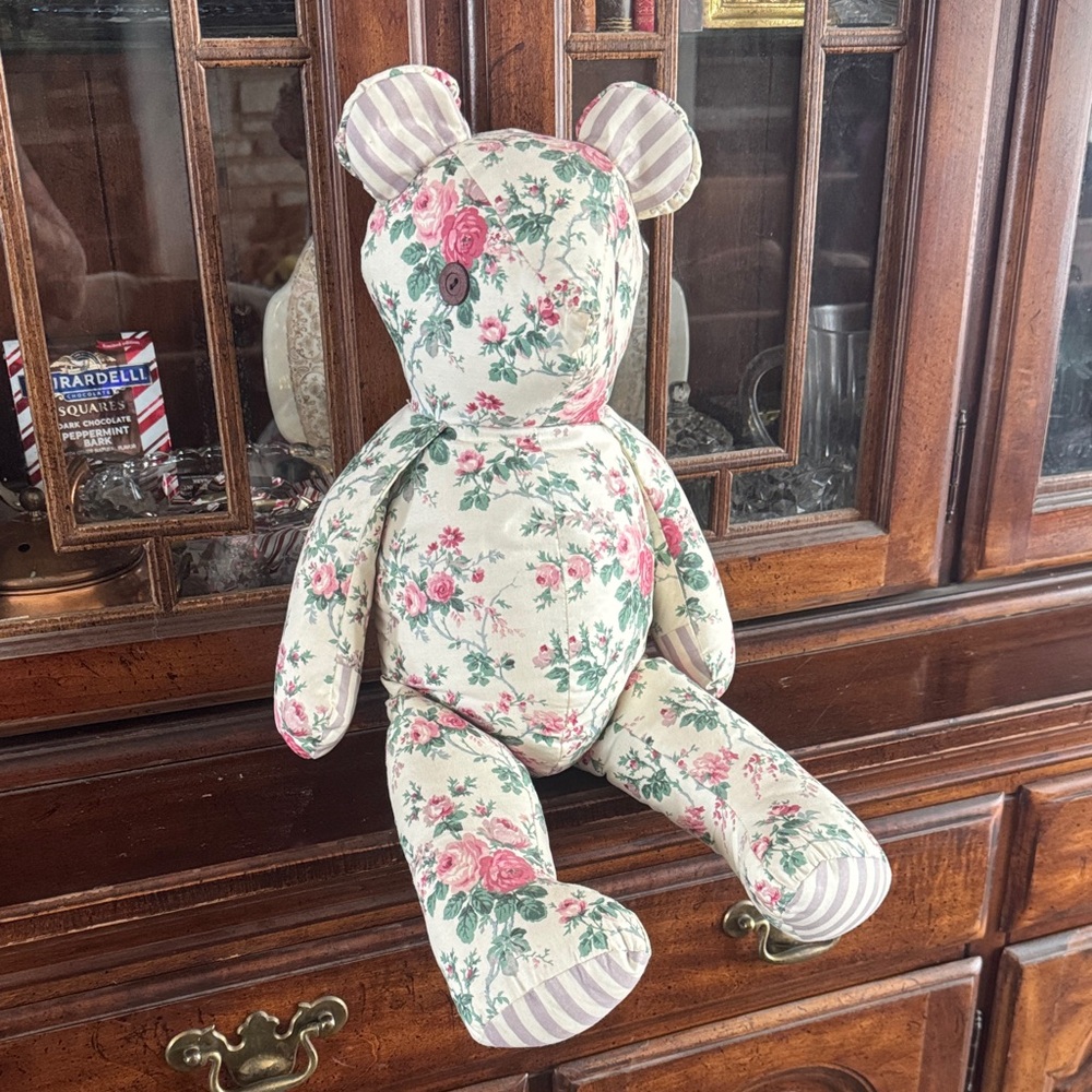 Handmade Vintage floral quilt teddy bear